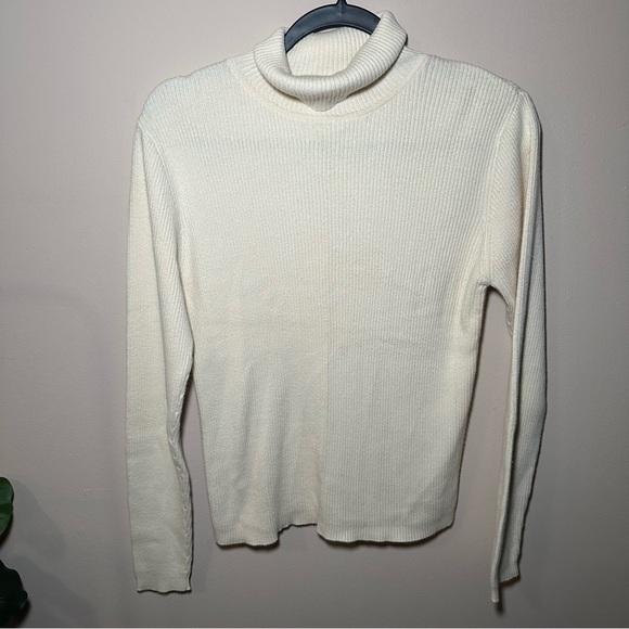 GAP 100% Cotton Ribbed Long SleeveTurtleneck Butter Yellow Sweater Size M - Picture 4 of 14